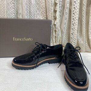 Franco Sarto Glossy Black Oxfords